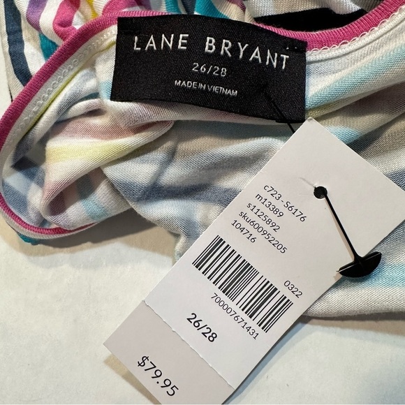 Lane Bryant Midi Dress Rainbow Stripe V-Neck with Pockets NWT Size 26/28 B32#25 - Picture 7 of 11